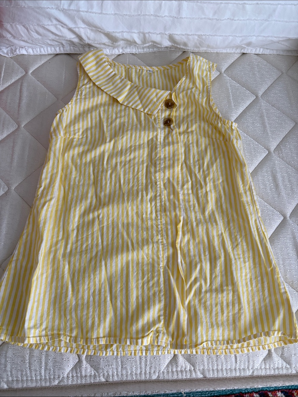 Womens Yellow Striped Sleeveless Dress Top
